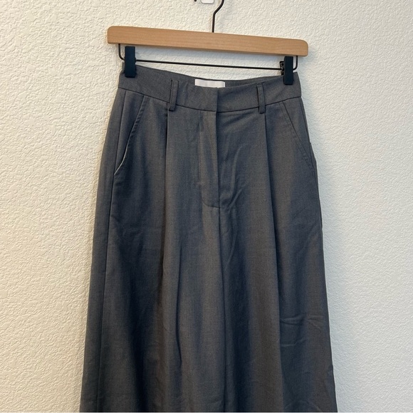 Verafied New York High Rise Slouchy Wool Blend Gray Wide Leg Trouser Pants- S - Picture 13 of 16